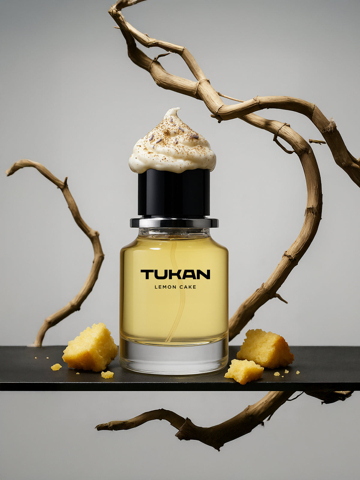 Tukan Lemon Cake – sweet lemon dessert-inspired fragrance with vanilla, musk, and licorice